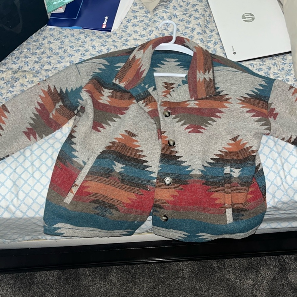 Woolen geometric jacket